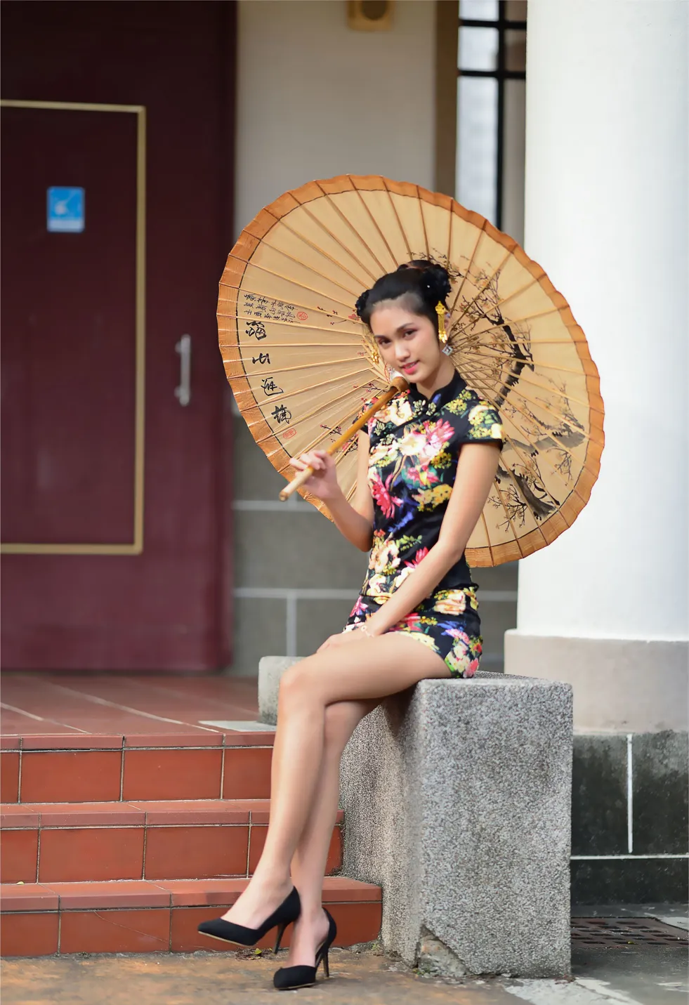 [Mzsock] NO.191 Chen Mengxin short cheongsam high heels beautiful legs street photography#[100P]-6